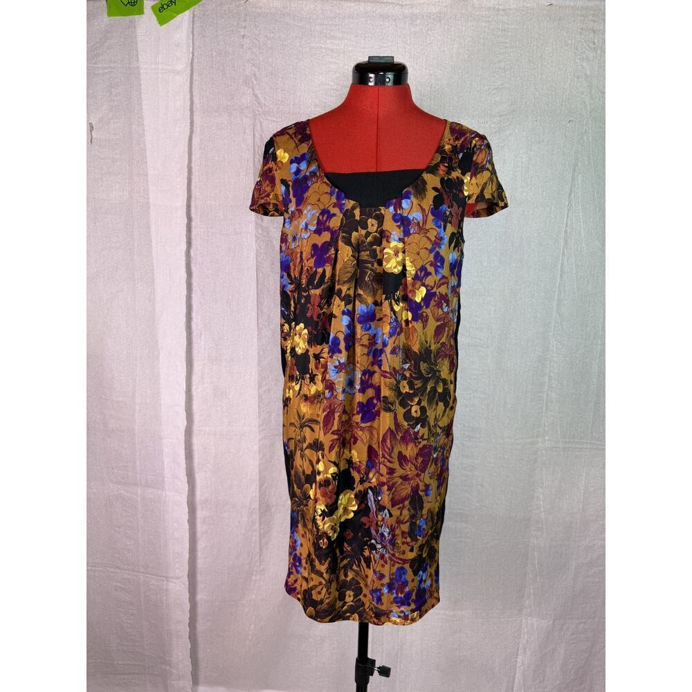 Anthropologie Maeve Pintura 100 % Silk Shift Dress Size Extra Small XS C773